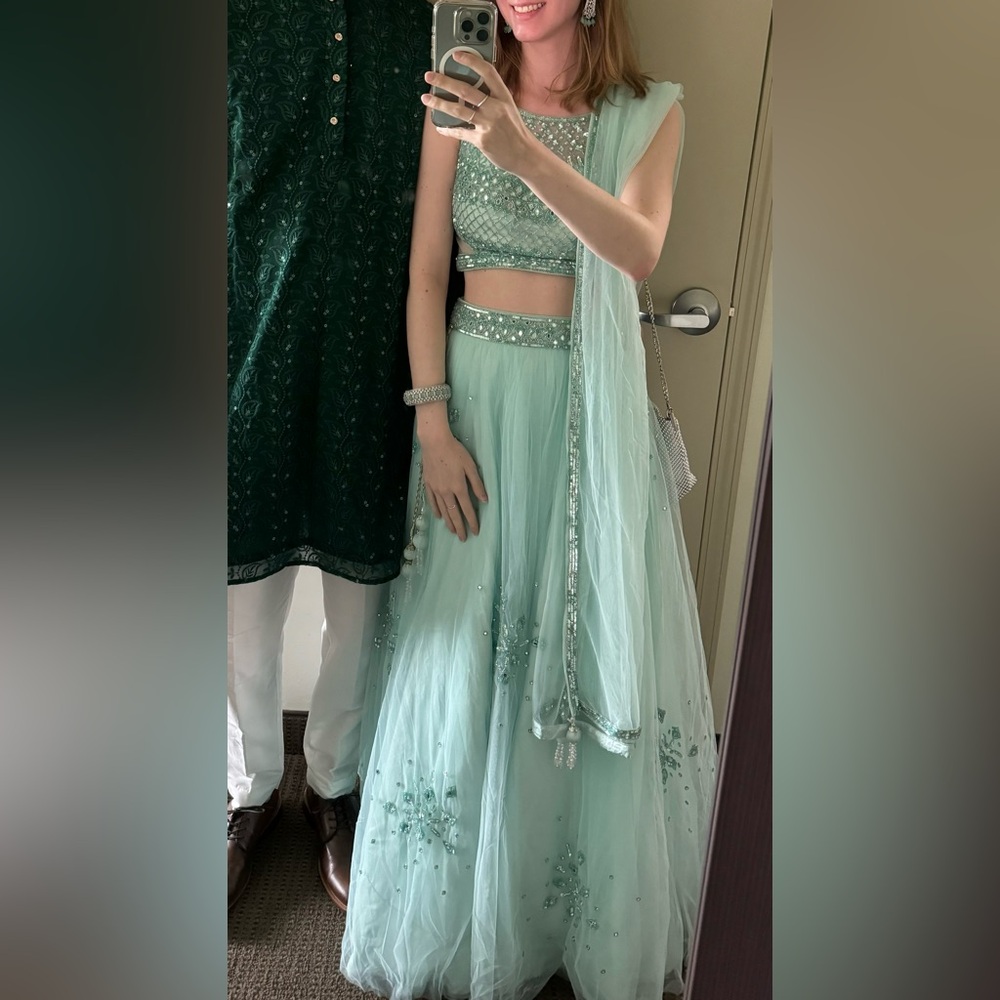 Turquoise Lehenga and Jewelry